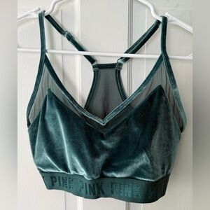 PINK Victoria's Secret Teal Velvet Sports Bra Small